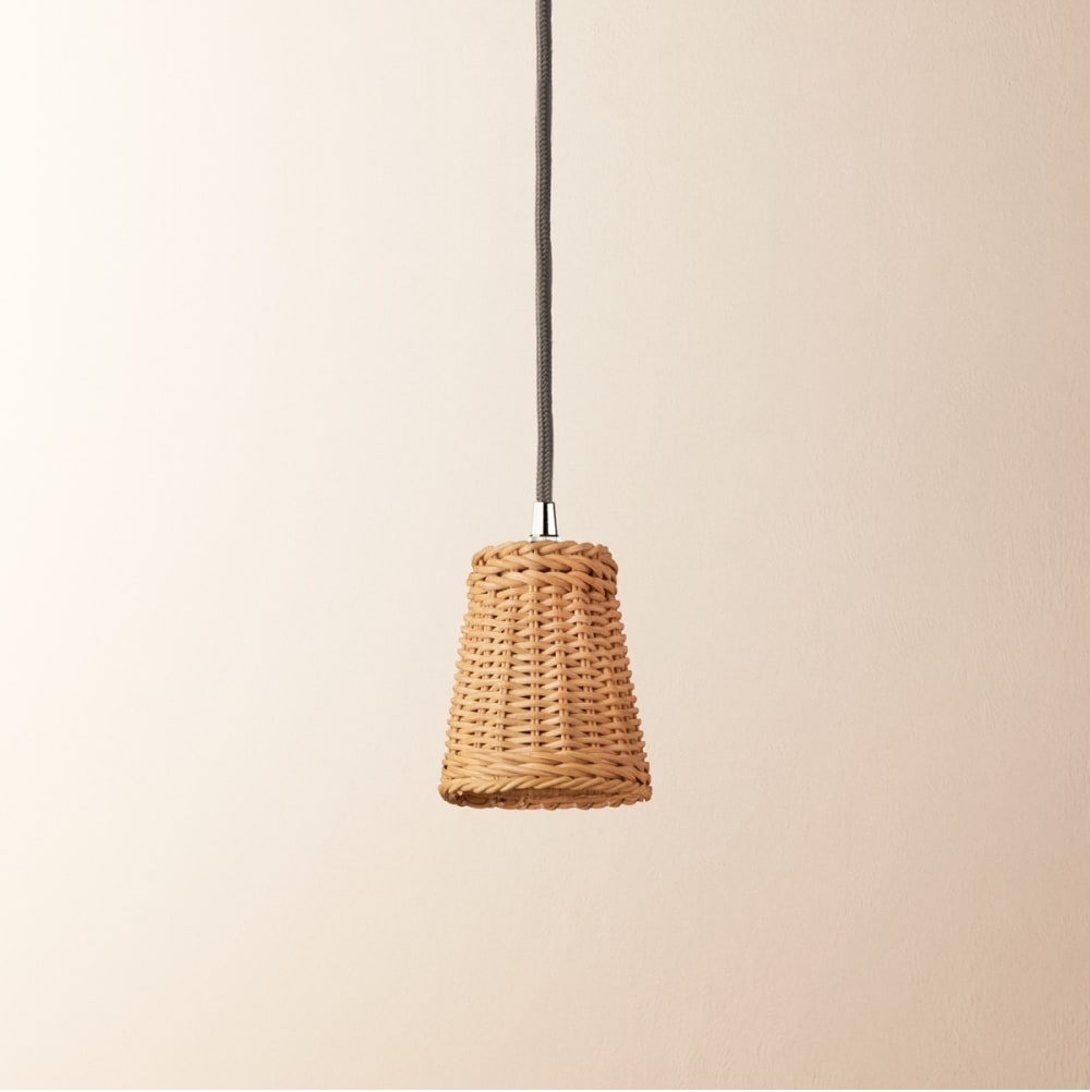 9.5cm Tall Tapered Pendant Shade in Natural Rattan in GB