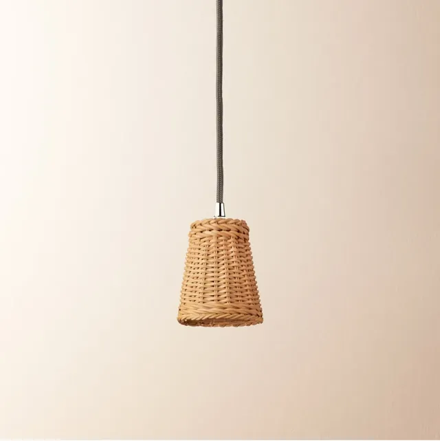 9.5cm Tall Tapered Pendant Shade in Natural Rattan in GB