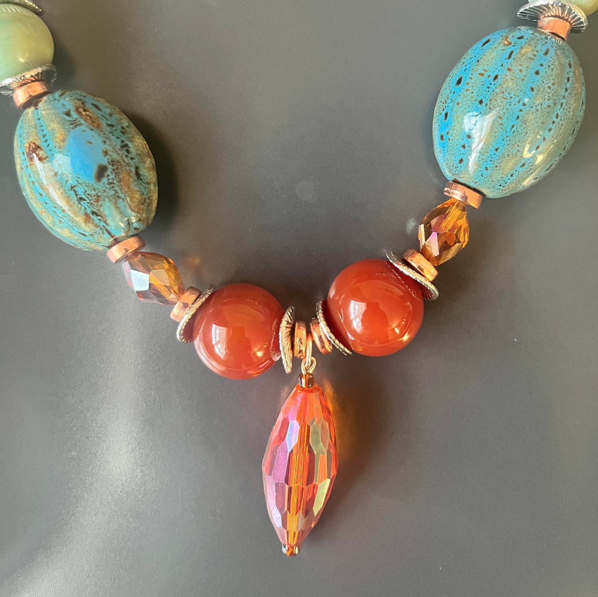 Beaded Gem Necklace Handmade Fashion Necklace in GH