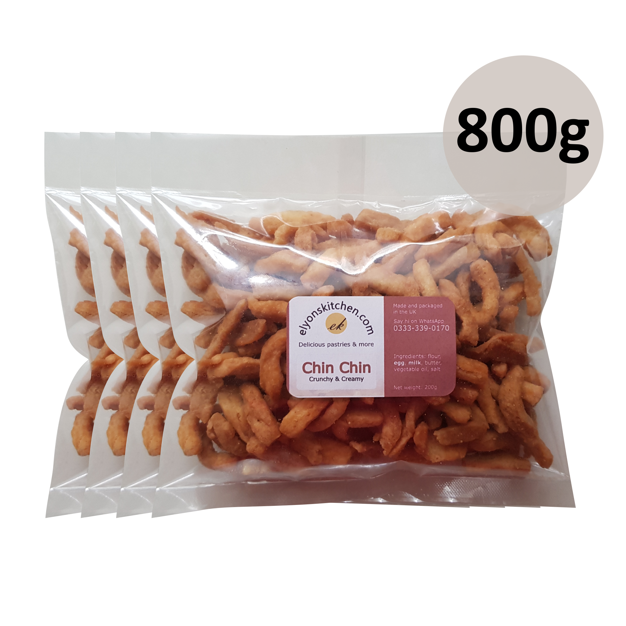Chin Chin 200g X 4, Crunchy and Creamy, Securely Sealed