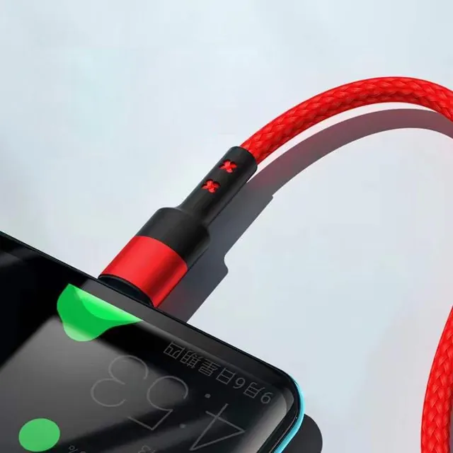 2m Length Nylon Braided USB-C Charging Cable - Red in GB