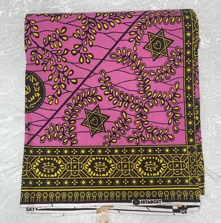 African Ankara Fabric Pink Yellow Abstract Geometric Vip Upfrica - African & Ankara Styles - main product image