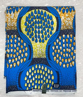 African Ankara Fabric Blue Yellow Drop Style Vip Upfrica | Upfrica - African & Ankara Styles - main product image