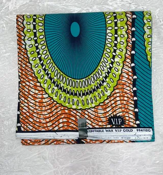 African Ankara Fabric Green Orange Multi Circle Style Vip Upfrica - African & Ankara Styles - main product image