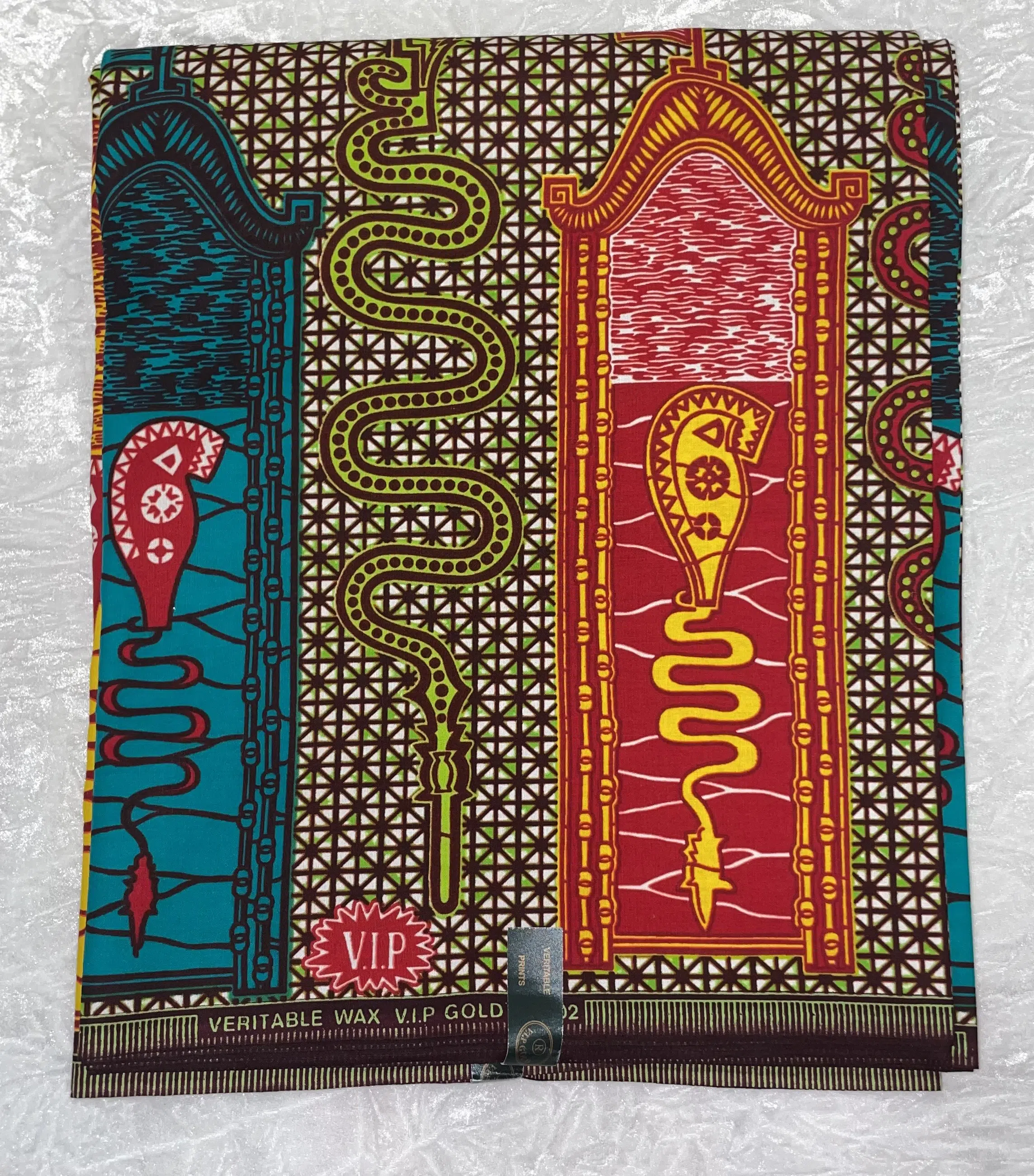 African Ankara Brown & Rainbow Multi Animal Style 6 Yards VIP Fabric