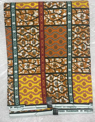 African Ankara Fabric Yellow Orange Multi Abstract Boxy Style Vip - Upfrica - African & Ankara Styles - main product image
