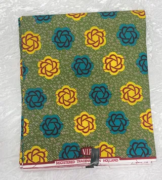 African Ankara Fabric Yellow Green Multi Abstract Floral Vip Upfrica - African & Ankara Styles - main product image
