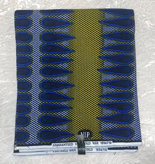 African Ankara Fabric Blue Yellow Multi Droplet Vip Upfrica - African & Ankara Styles - main product image