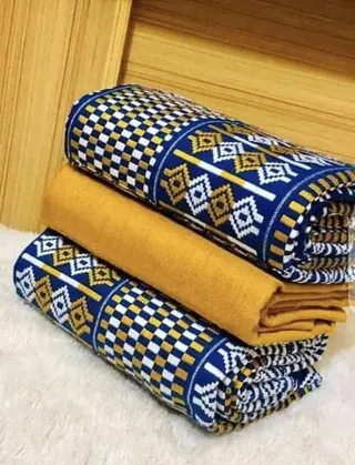 Blue Yellow White Handwoven Kente Cloth Upfrica | Upfrica UK - African & Ankara Styles - main product image