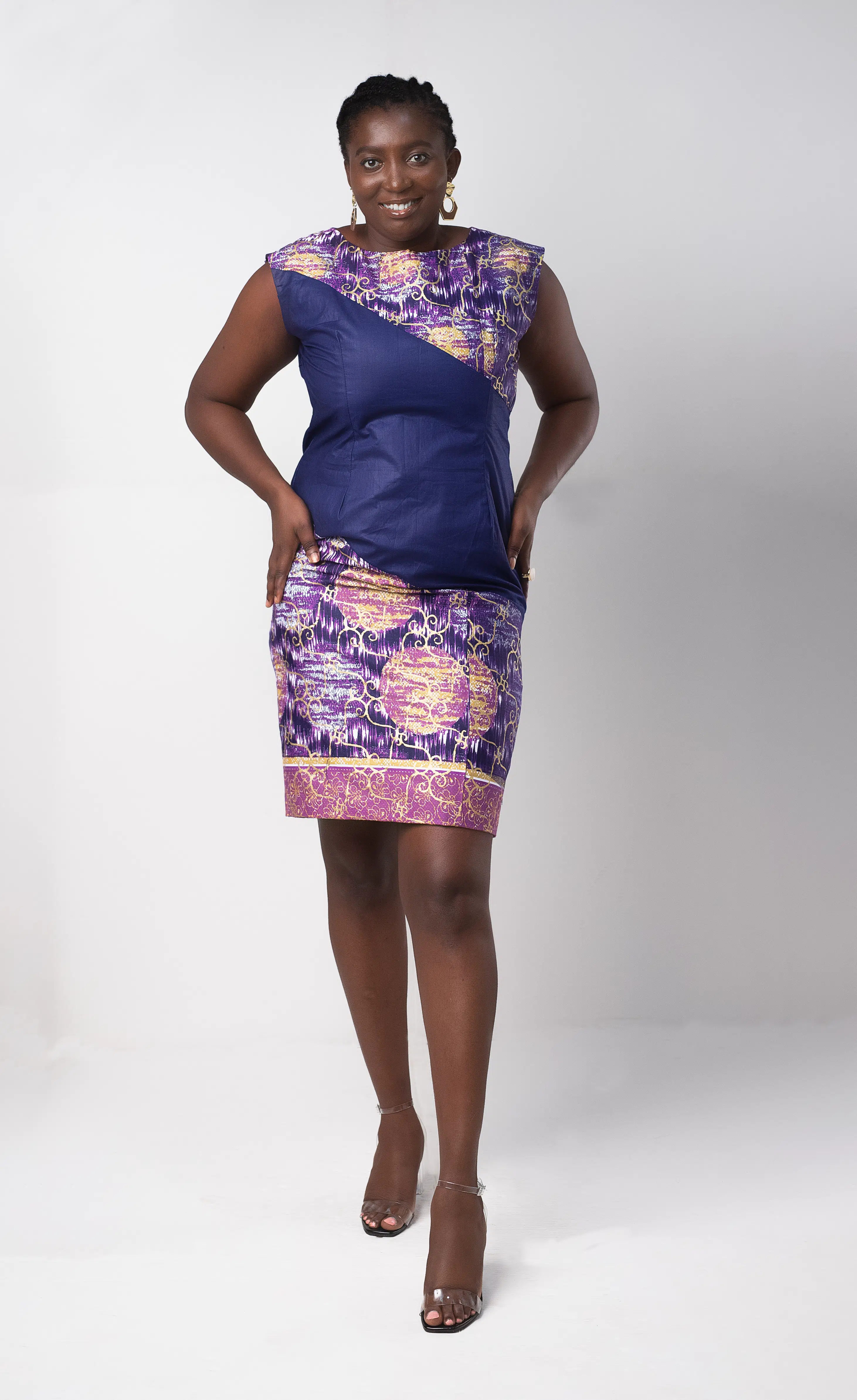 Layo Abstract Purple Fusion Dress in GB