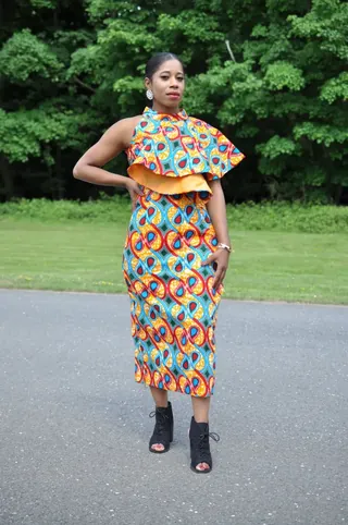 Siman Midi Length Abstract Ankara Occasion Dress Upfrica | Upfrica - Women's Fashion - main product image
