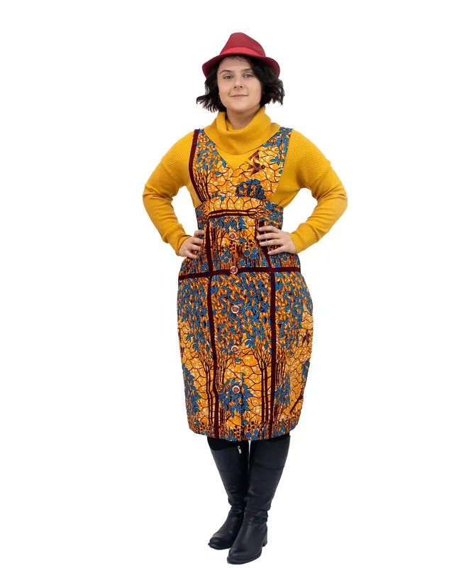 Lucia African Floral Print Pinafore Dress in GB
