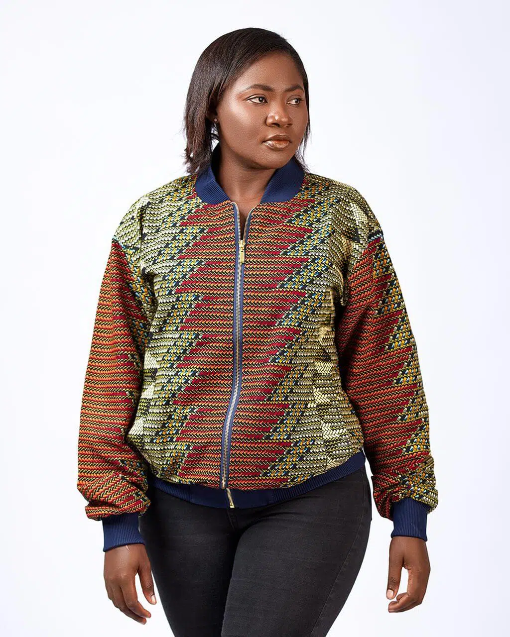 Abeba Ladies African Print Bomber Jacket