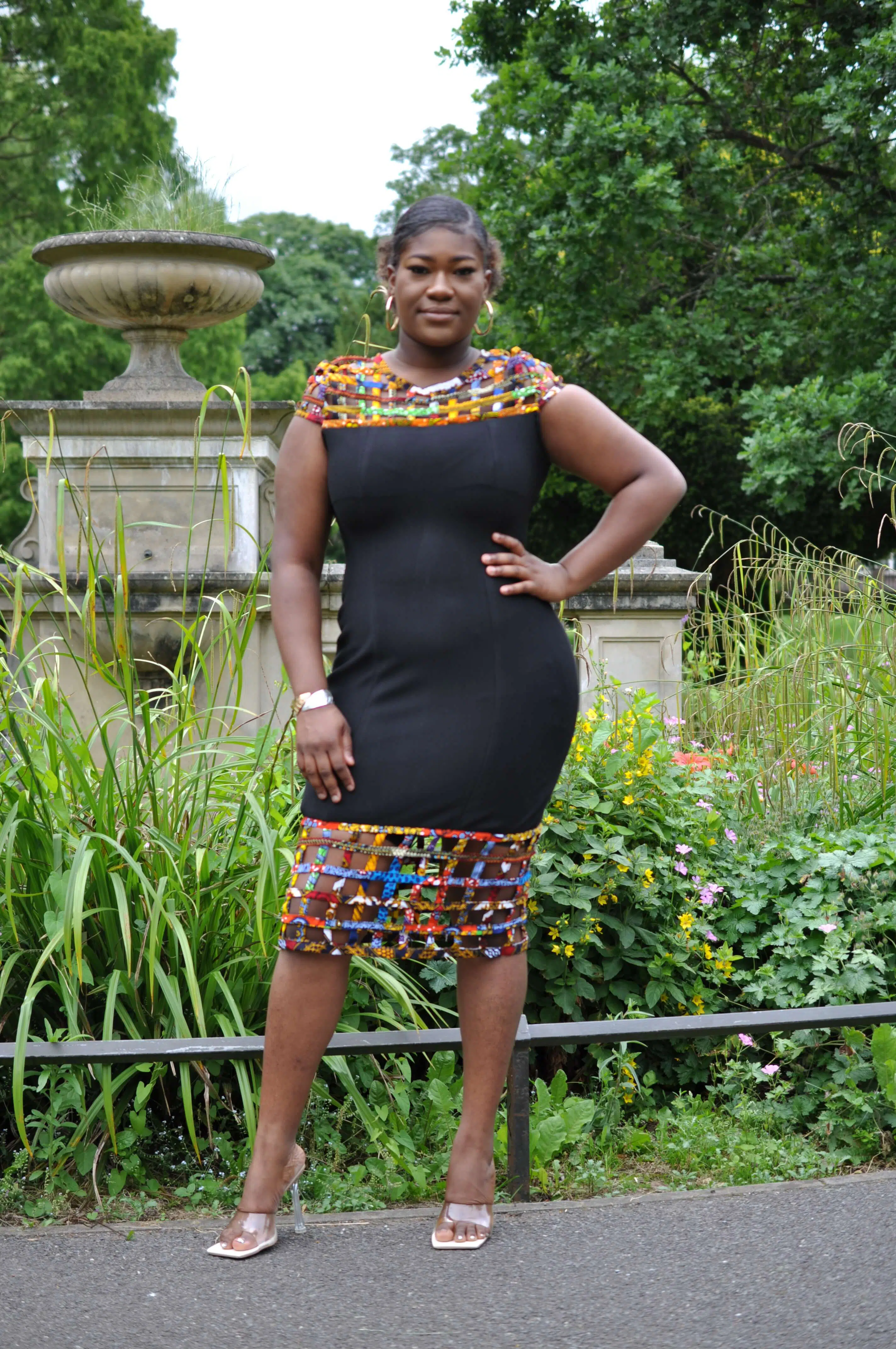 African Print Bodycon Mesh Dress