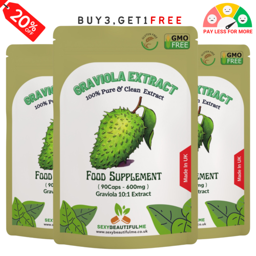 Graviola ( Soursop ) 6000mg Capsules, 10:1 Extract, Antioxidants, Liver Support in GB