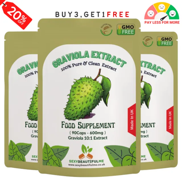 Graviola ( Soursop ) 6000mg Capsules, 10:1 Extract, Antioxidants, Liver Support in GB