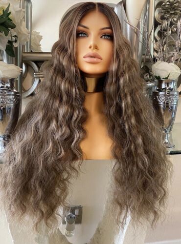 blonde Brown Lace Front wig Ombré Wig Centre Part Wig Transparent Lace Wig in GB