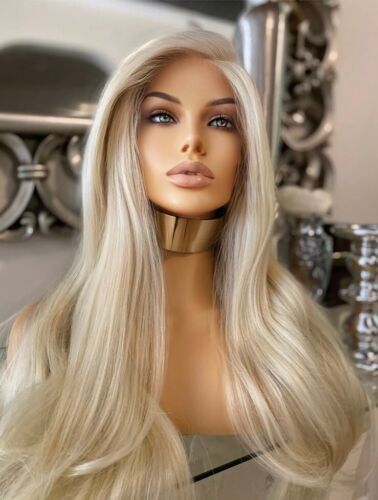 Blonde Lace Front Wig Transparent Lace 200 Density 613 Bleach Blonde Lace Wig in GB