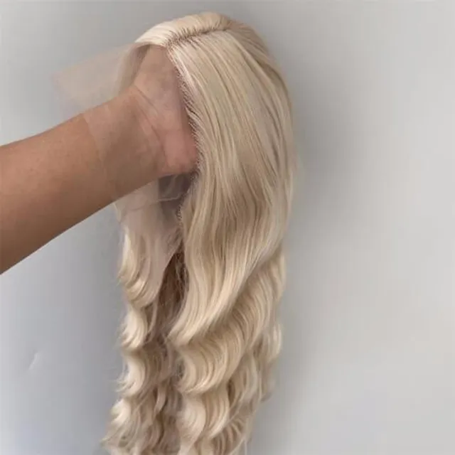 24inch Synthetic hair Lace front wig Wavy Women Blonde Handtied in GB