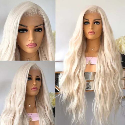 24inch Synthetic hair Lace front wigs Women Blonde 60 Handtied Long Wavy