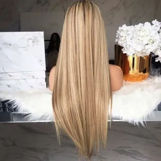 Womens Real Long Straight Hair Wigs Natural Ombre Blonde Cosplay - Groceries & Household - main product image