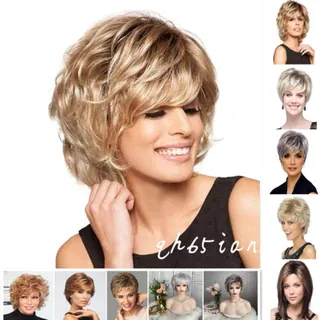 Real Natural Short Straight Curly Wavy Hair Wigs Cosplay Full Wig - Wigs for Black Women & Afro Hair - main product image