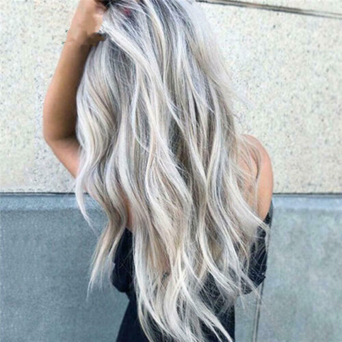 28" Women Ombre Blonde Long Curly Wigs Ladies Natural Wavy Hair Cosplay Wig in GB
