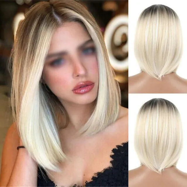Women Ladies Real Natural Short Straight Hair Wigs BOB Style Cosplay Full Wig in GB