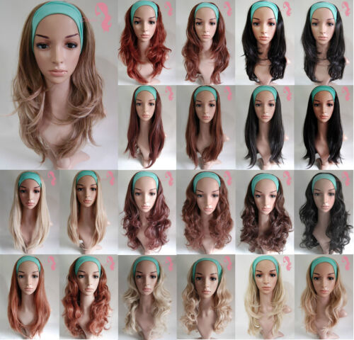 (D)studio7-uk Brown Blonde Straight Curly Wavy 3/4 Wig Clip In Hair Fall Piece in GB