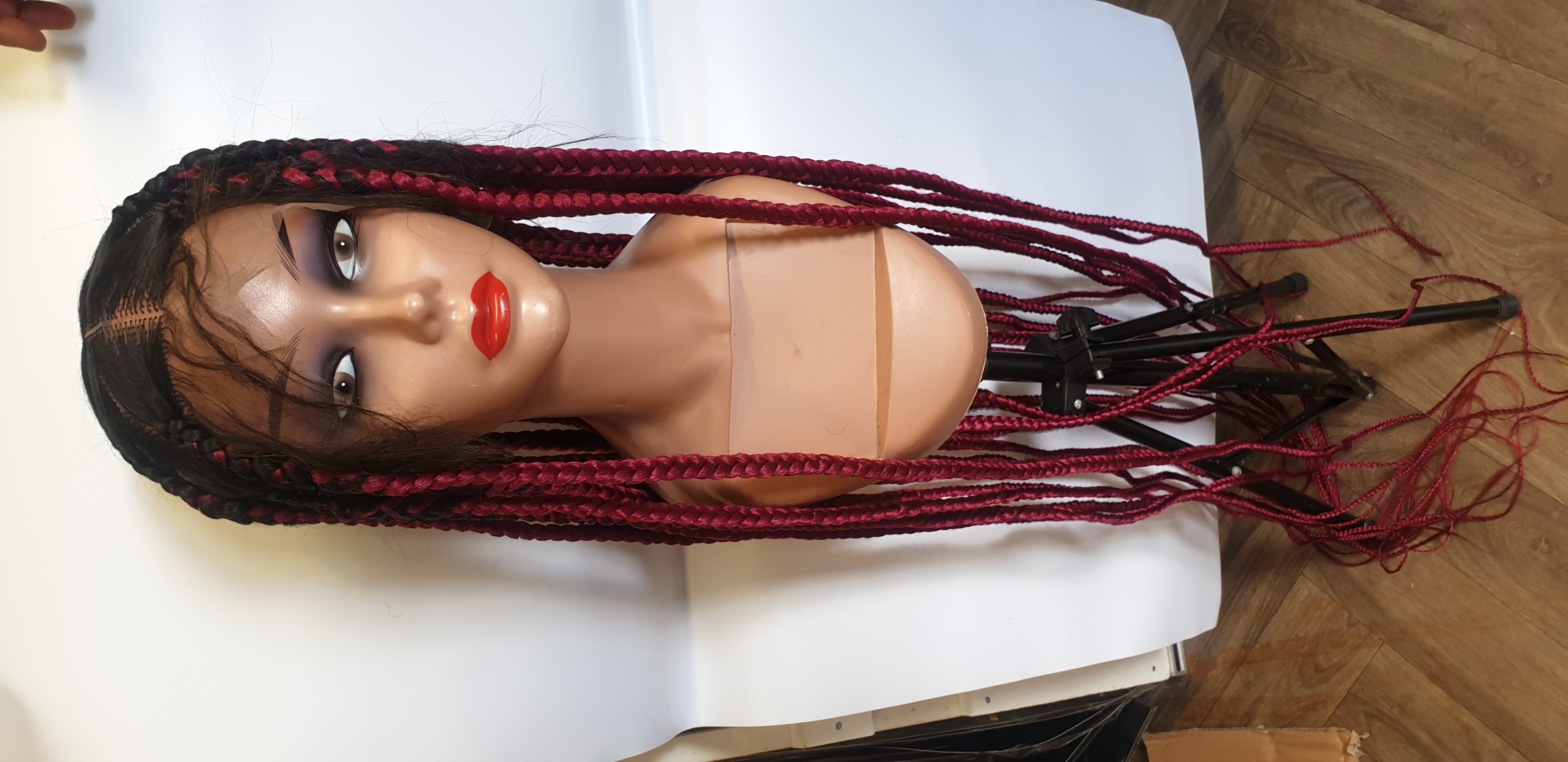 Red Twisted Braided Wig Hair Synthetic Hair 56inches in GB
