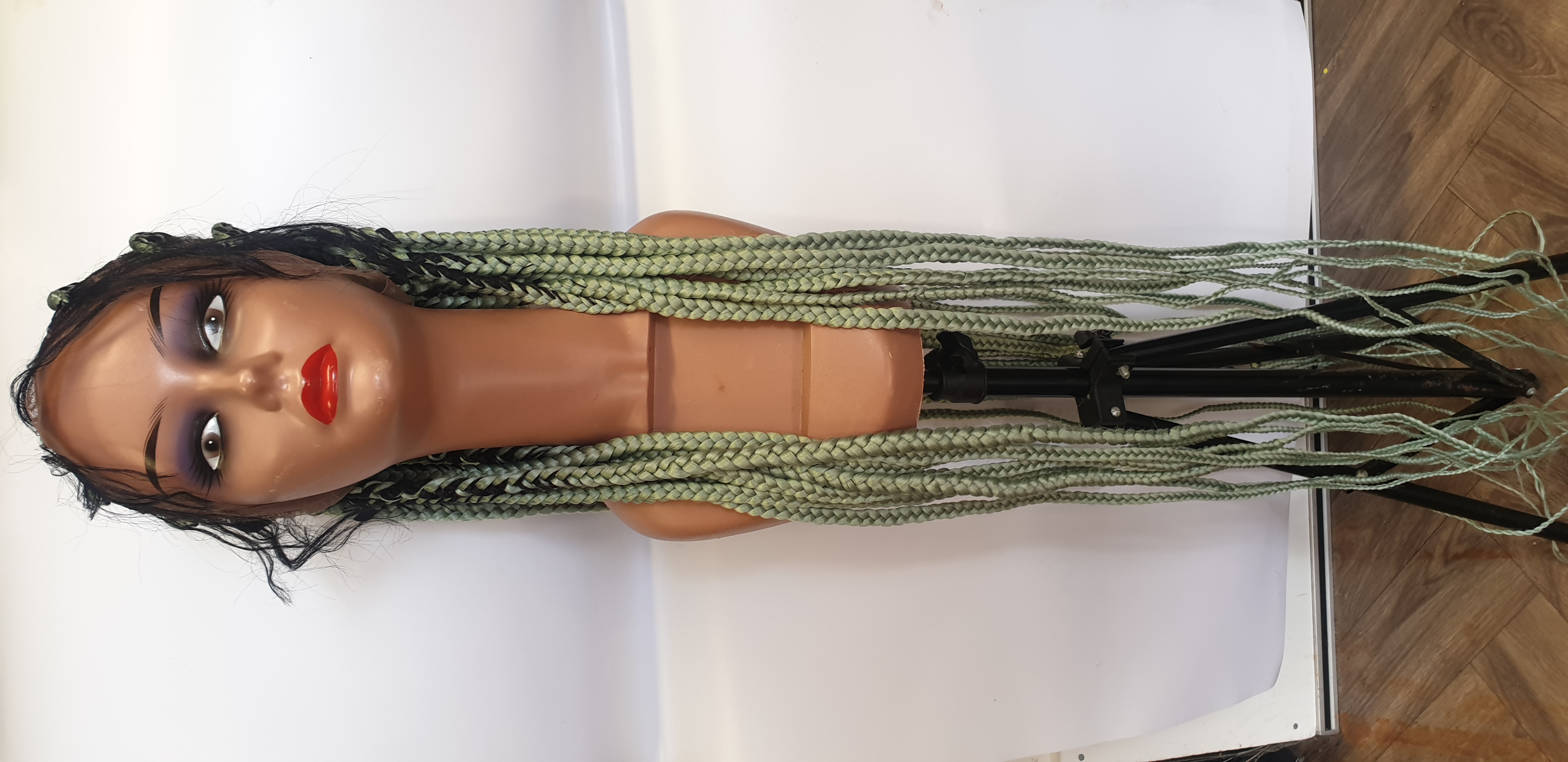 Braided Wig Greenish Hair Synthetic Hair 56inches in GB