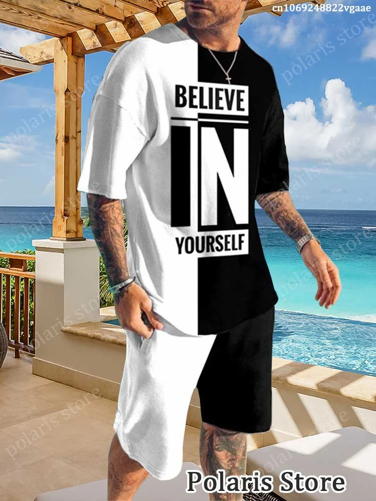 Summer Luxury Tracksuit For Men Short Sleeve T Shirt Shorts 2 Piece Set Oversized Casual Trendy Sportwear Outfits Brand Clothes