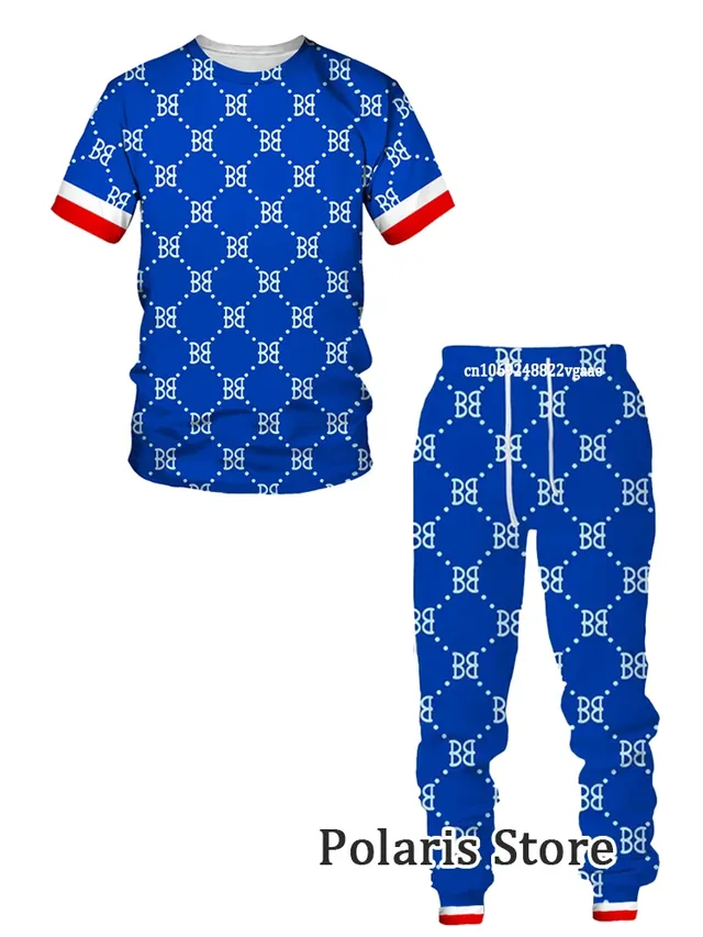 Luxury Designer Men Clothes Fashion Brand Tracksuit Summer T Shirt Pants 2 Piece Outfits Vintage Clothes in GB