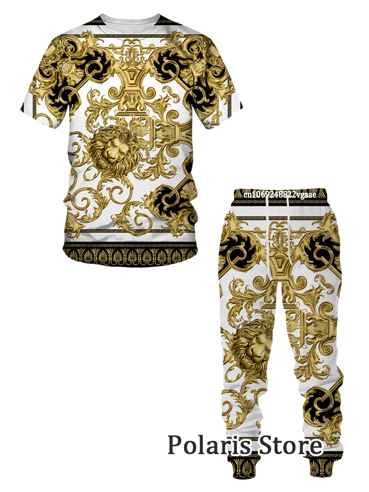 Summer Luxury Tracksuit For Men 2 Piece Set T Shirt Pants Brand Clothes Vintage Clothing in GB