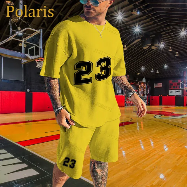 Men Basketball Jersey Men Tracksuit Set Short Sleeve T-Shirt Shorts 2 Piece Oversized Clothes Training Uniform Sports Suit in GB