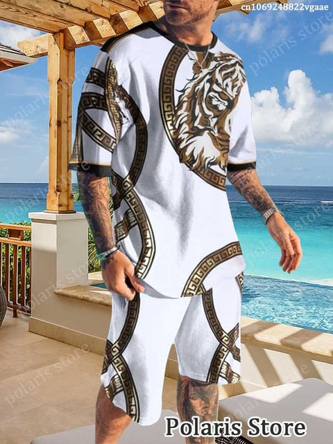 Gentleman Style Men T Shirt Set 2 Pieces Tracksuits Oversized Casual Summer Male Outfits Shorts Sport Suit Camisetas Ropa Hombre in GB