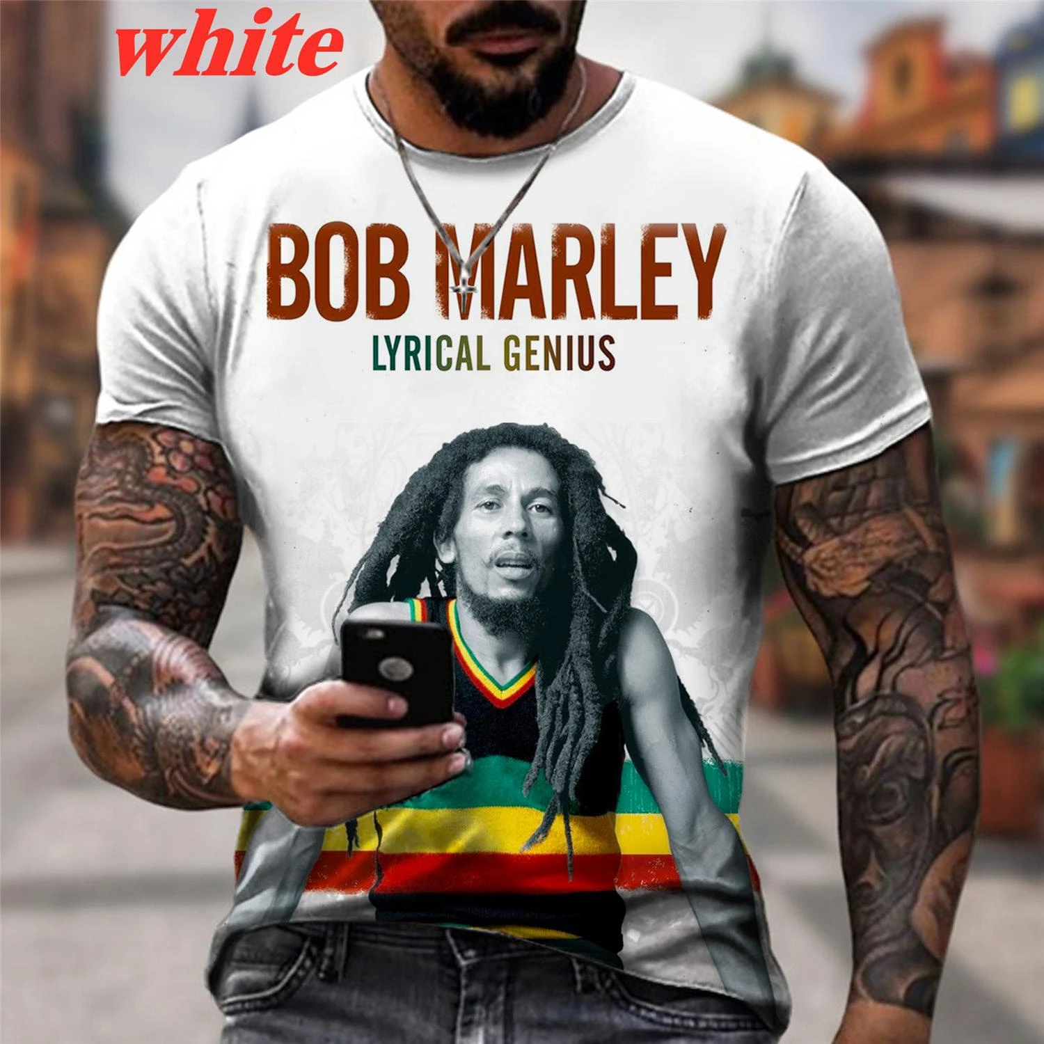 Summer Men's T-shirts Cool Rock Bob Marley 3d Print O-neck Short Sleeve Street Hip-hop Shirt Oversized Tops & Tees Men Clothing in GB