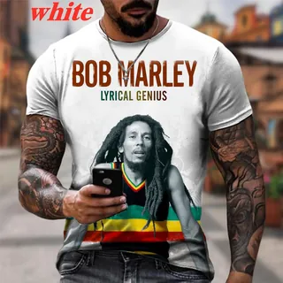 Summer Men's Shirts Cool Rock Bob Marley Print Neck Short Sleeve - Groceries & Household - main product image