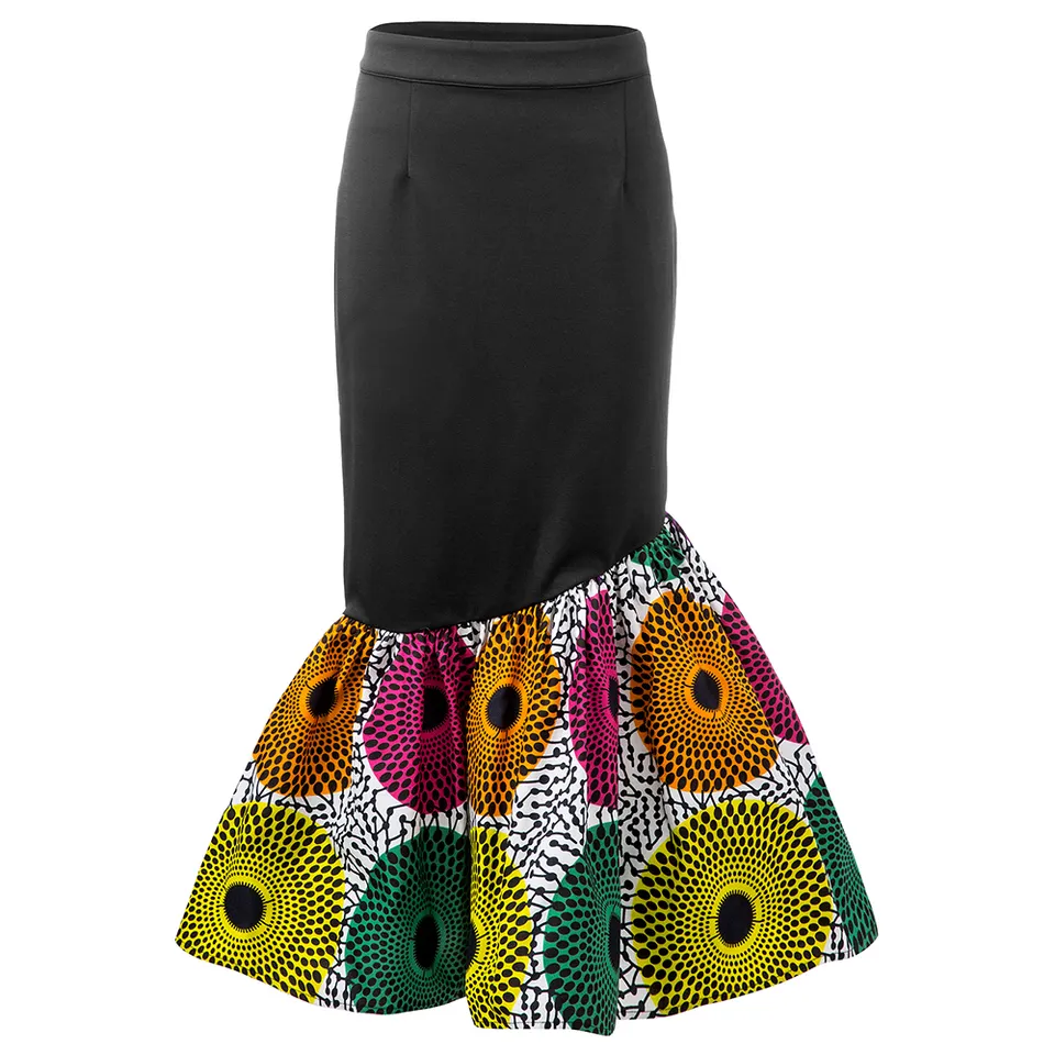 High Quality New Style African Printing Women Skirt Wax Fabric Lady Skirt Fashionable African Women Clothes