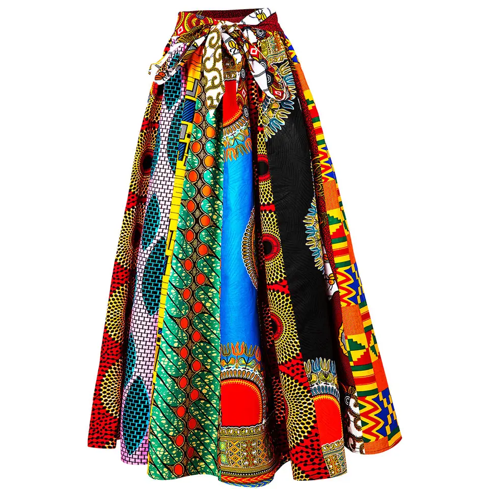 African Traditional Women African Kitenge Print Clothing Dashiki Maxi Skirts Long African Skirts For Women