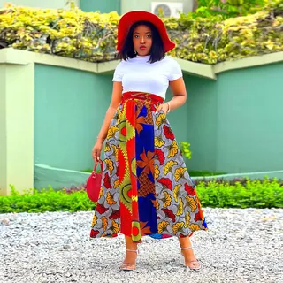 African One Size Maxi Skirt Mix Wax Design Printed Ankara - Women's Fashion - main product image