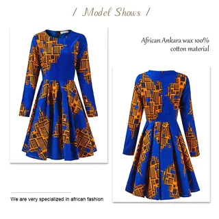 African Traditional Dresses100%Cotton Wax Fabric Long Sleeve Midi - Women's Fashion - main product image