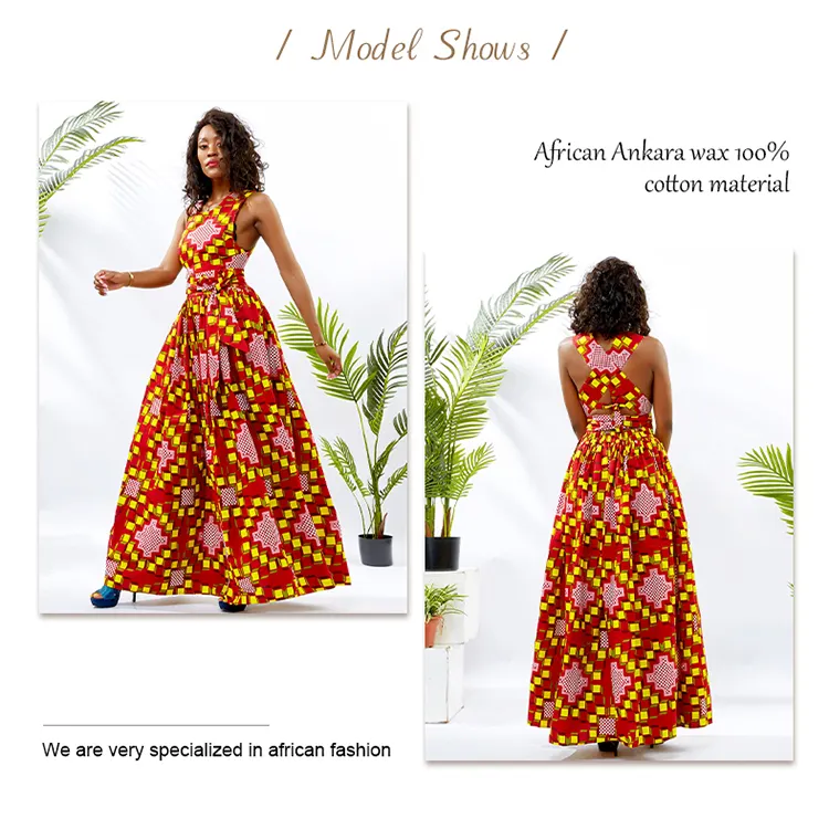 Style Wholesale Casual Ladies Grow Women Ankara Print Maxi Dresses African Dresses For Women
