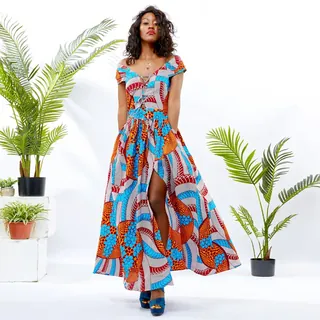High Sleeveless Design Ladies Party Evening Gown Africa Wax Print - Women's Fashion - main product image