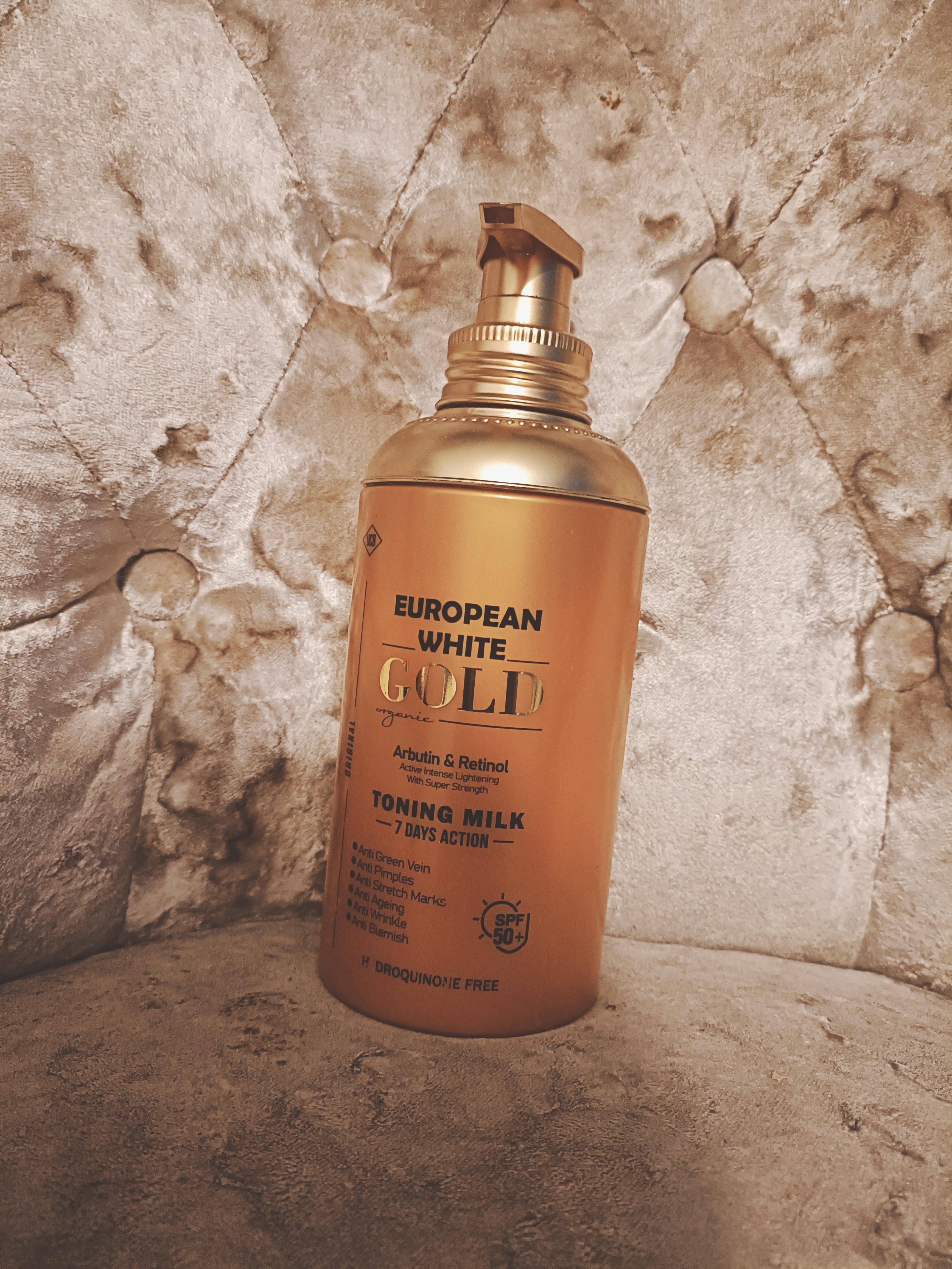 European white Gold body lotion in GB