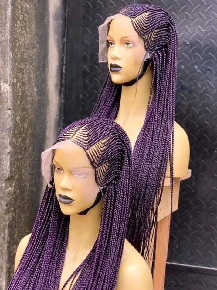 Double Side Parting Braided Wigs For Ladies