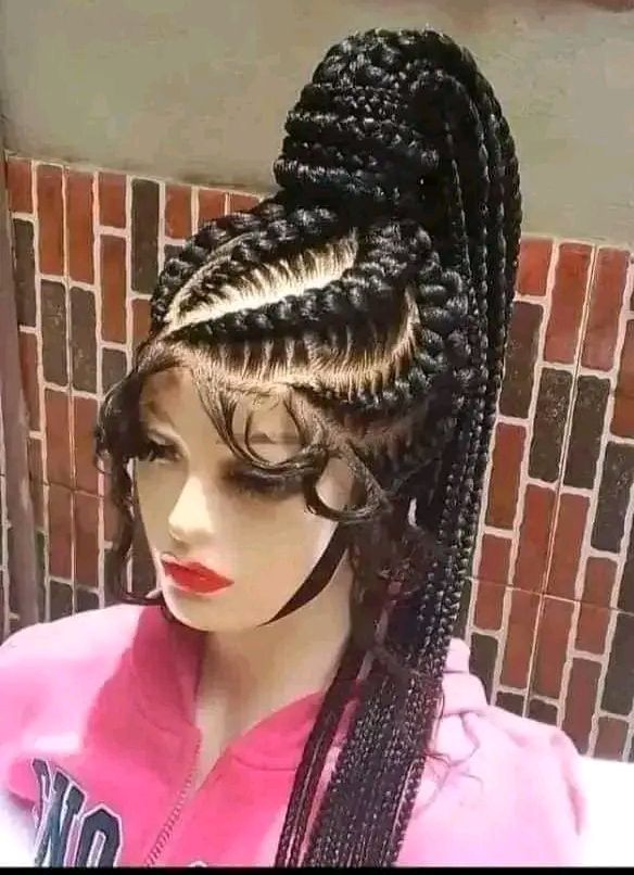 BIG CURVE PARTING BRAIDED WIG FOR LADIES