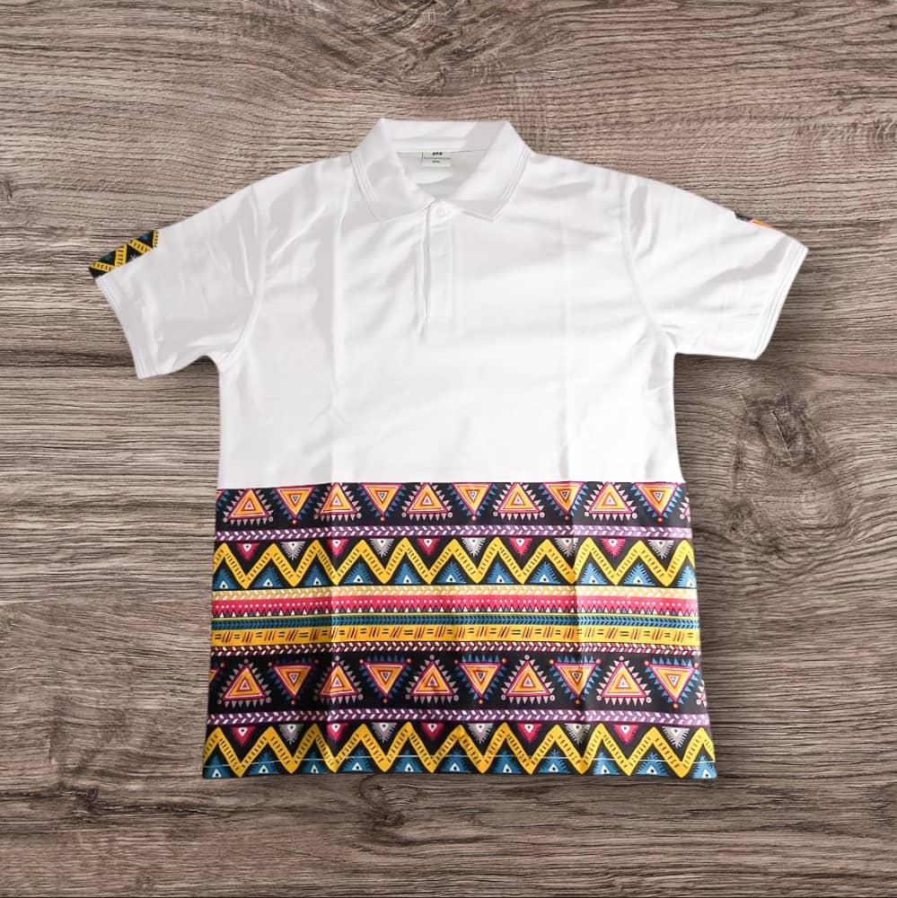 African Print Polo Designed T-shirt - Unisex, and Kids in GH