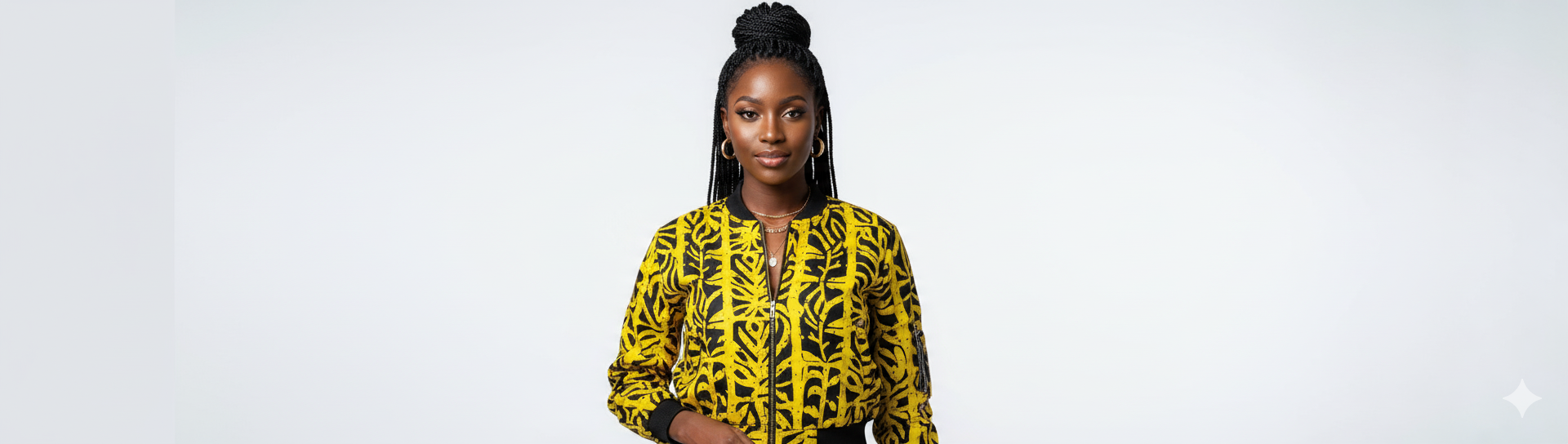 Bomber Jacket - African Print  – Yellow & Black Zip-Up, Well-Lined & Cosy