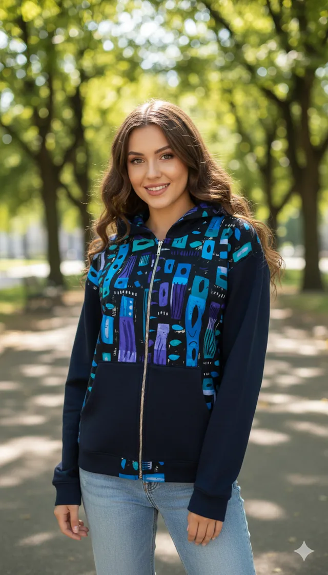 Trendy Unisex Zip-Up Hoodie – Stylish Patterned Streetwear for Men & Women | Casual Fashion UK in GB